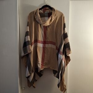 Jordaren Women's Stylish Plaid Poncho